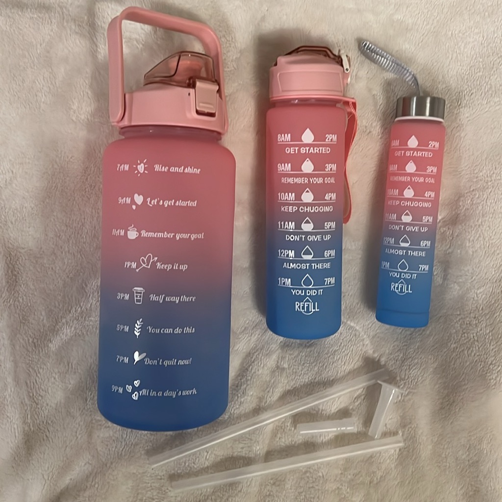 Three Daily Water Bottles With Accessories Brand New